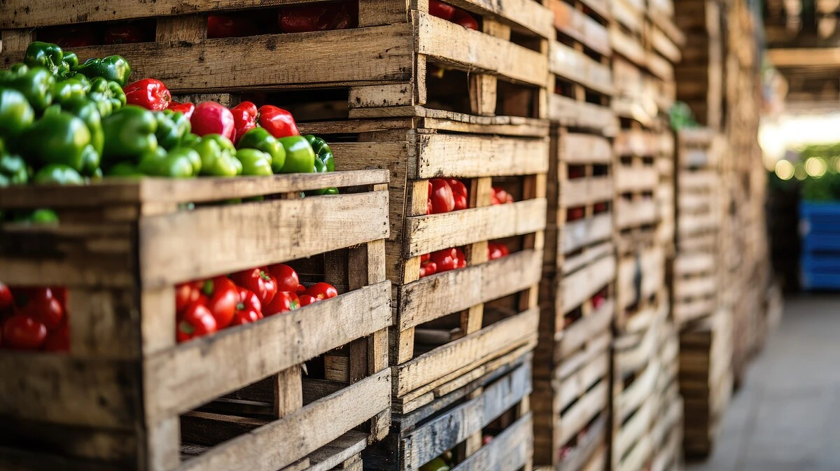 Tas de caisse remplie de fruits et de légumes