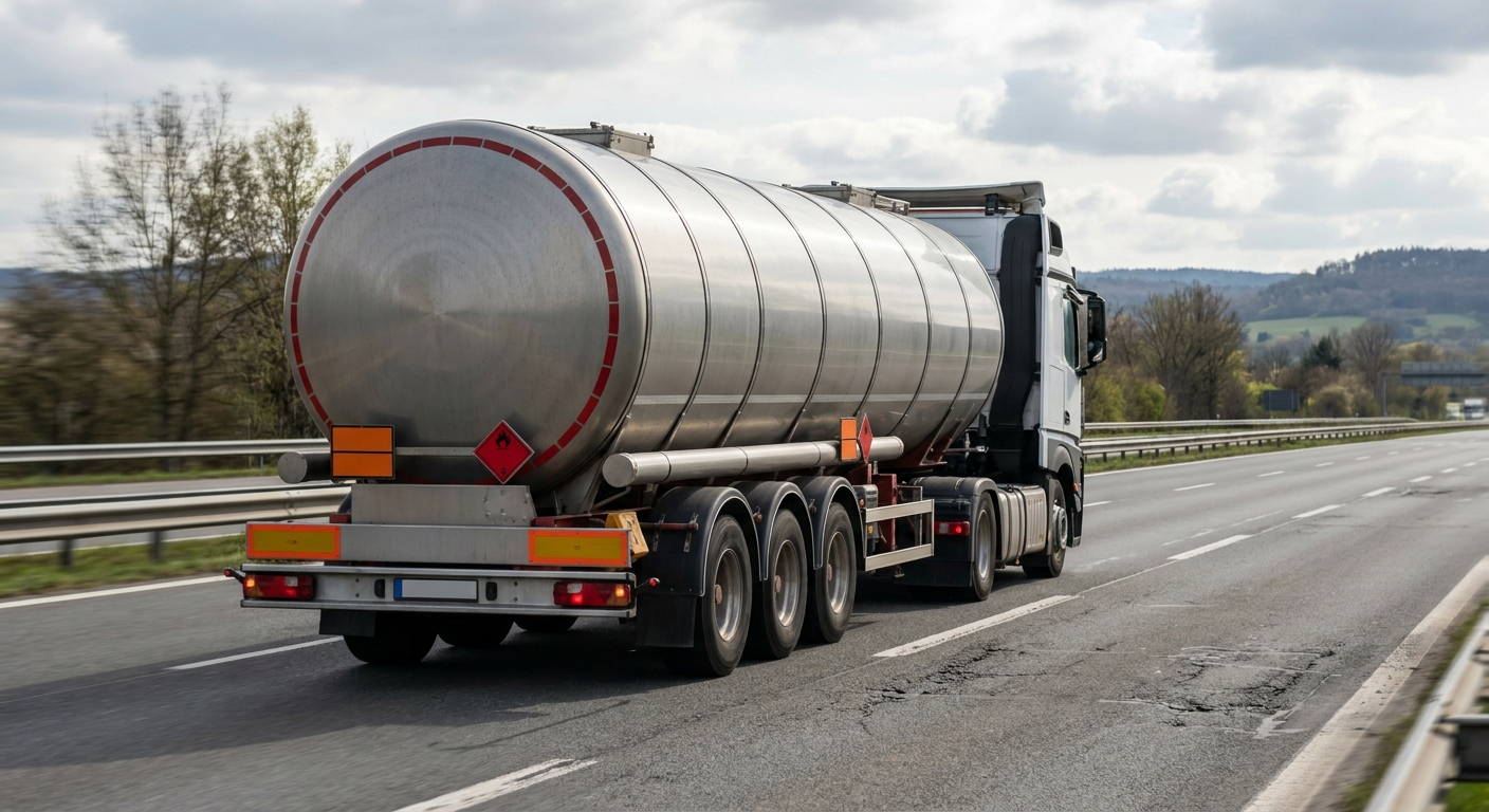 Camion citerne transportant des gaz soumis à l'ADR classe 2 sur une route européenne
